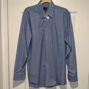 Arrow Men's Blue Pinstripe Dress Shirt - Long Sleeve